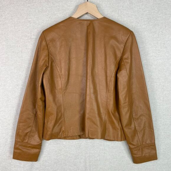 Apostrophe Womens Leather Bomber Jacket Size 6 Small Full Zip Motorcycle Edgy - Picture 9 of 15